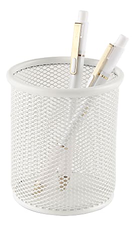 Office Depot® Brand Mesh Pencil Cup, 4-1/5”H x 3-1/2”W x 3-1/2”D, White