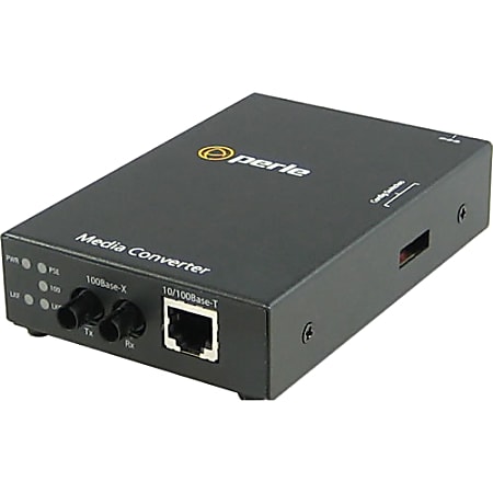 Perle S-110P-S2ST40 Media Converter - 1x PoE (RJ-45) Ports - 1 x ST Ports - 100Base-EX, 10/100Base-TX - Rail-mountable, Rack-mountable, Wall Mountable