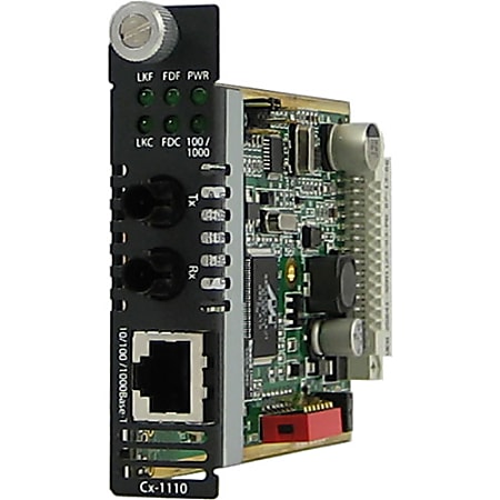 Perle C-1110-S2ST10 Gigabit Ethernet Media and Rate Converter - 1 x Network (RJ-45) - 1 x ST Ports - 10/100/1000Base-T, 1000Base-LX - Internal