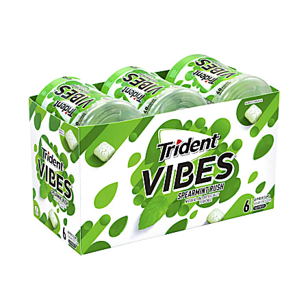 Trident® Vibes Spearmint Sugar-Free Gum, 40 Pieces Per Pack, Carton Of 6 Packs