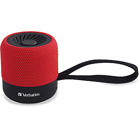 Verbatim Bluetooth Speaker System, Red, 100 Hz to 20 kHz, TrueWireless Stereo, Battery Rechargeable, 1, 70230