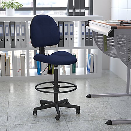 Flash Furniture Fabric Drafting Chair (Cylinders: 22.5''-27''H or 26''-30.5''H), Navy/Black