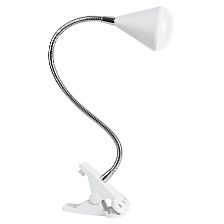 OttLite LED Cone Clip Lamp 18 14 H White - Office Depot