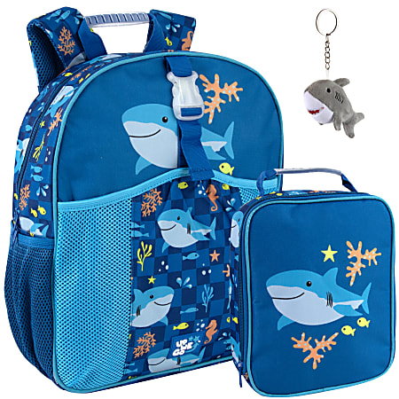 Up We Go Backpack With Lunch Bag And Keychain, Shark