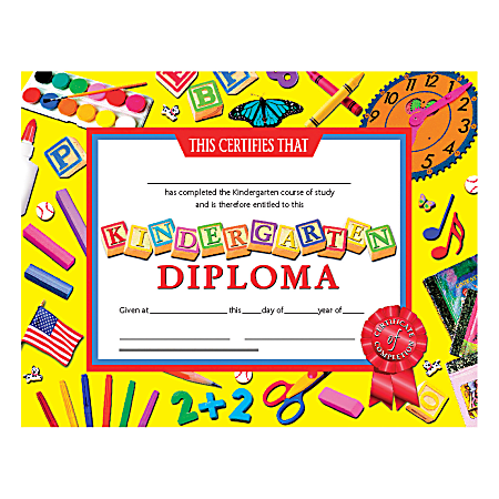 Hayes Kindergarten Diplomas, 8 1/2" x 11", Multicolor, 30 Certificates Per Pack, Bundle Of 6 Packs