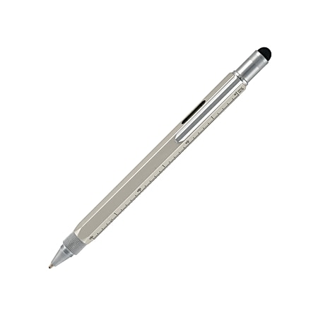 Monteverde® One Touch Tool Pen, Medium Point, 0.8 mm, Silver Barrel, Black Ink