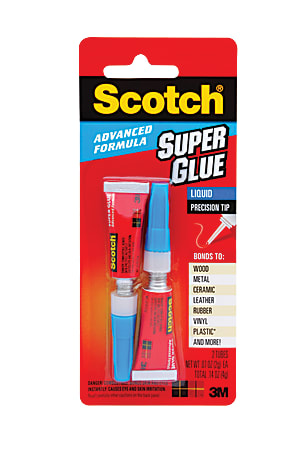 Scotch® Advanced Formula Super Glue, 0.07 Oz, Clear Liquid, Pack Of 2