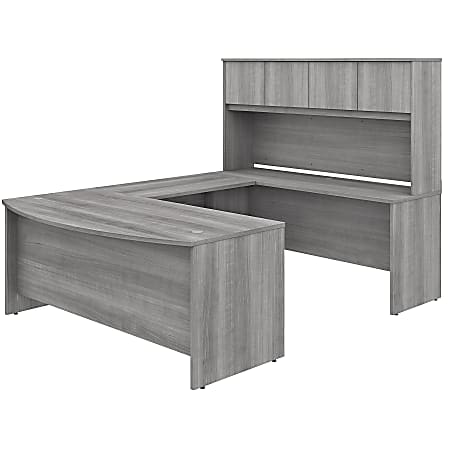 Bush Business Furniture Studio C U-Shaped Desk With Hutch And Mobile File Cabinet, Platinum Gray, Standard Delivery