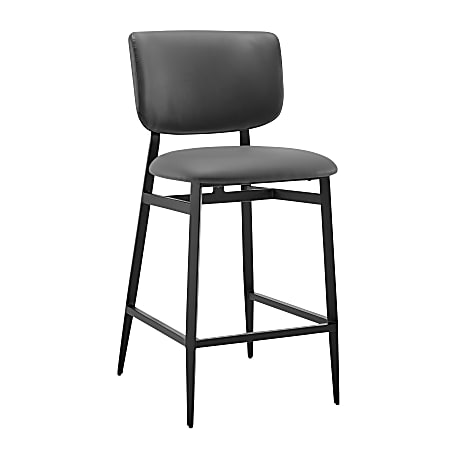 Eurostyle Felipe Faux Leather Counter Stool With Back, Gray/Black