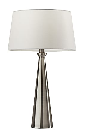 Adesso® Simplee Lucy 2-Piece Table Lamp Set, White Shades/Brushed Steel Bases