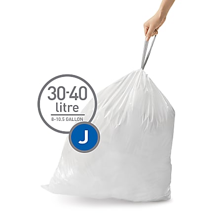  simplehuman Custom Fit Trash Can Liner J, 30-40 L / 10-10.5  Gal, 50-Count Box : Health & Household