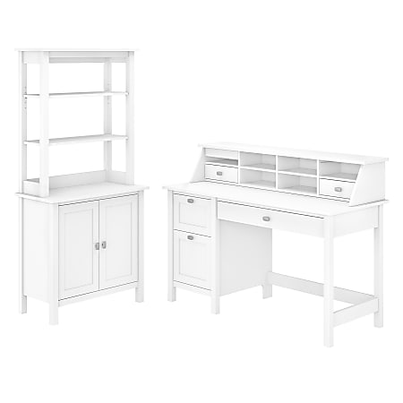 Broadview Pure White Desk with Drawers and Organizer 