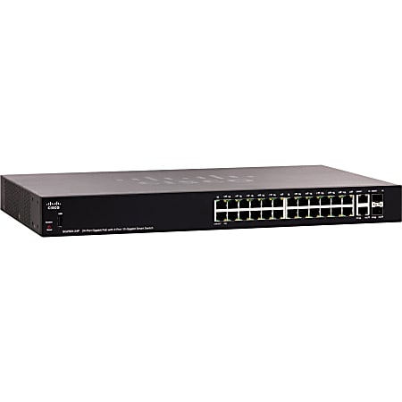 Cisco SG250X-24P Gigabit PoE with 4-Port 10-Gigabit Smart Switch - 24 Ports - Manageable - 10 Gigabit Ethernet - SG250X24PK9NA