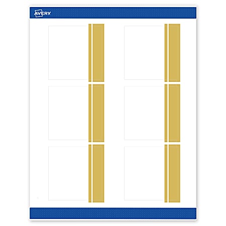 Avery® Print-To-The-Edge Labels & Sure Feed®, S00-DKG-PRWMP10, 3" x 3", Matte White, Preprinted Double Dipped Gold Edge Design, Pack Of 60