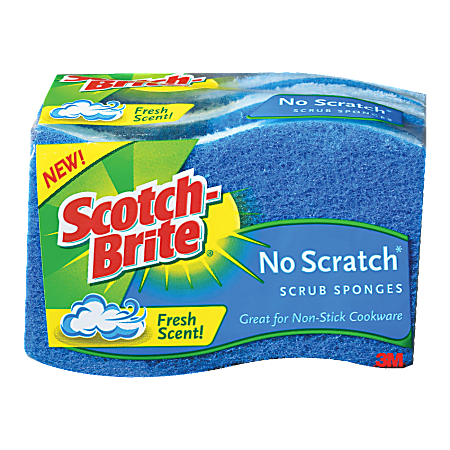 Scotch-Brite™ Multipurpose No Scratch Scrub Sponges, 4 1/2" x 2 3/4", Blue, Pack Of 3