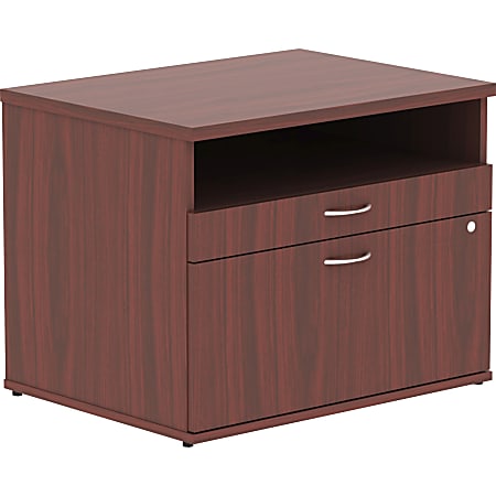 Lorell® Relevance Open Computer Desk Credenza File Cabinet, Mahogany