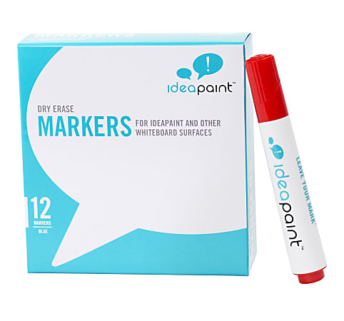 IdeaPaint Dry-Erase Markers, Bullet Point, White Barrel, Red Ink, Pack Of 12 Markers