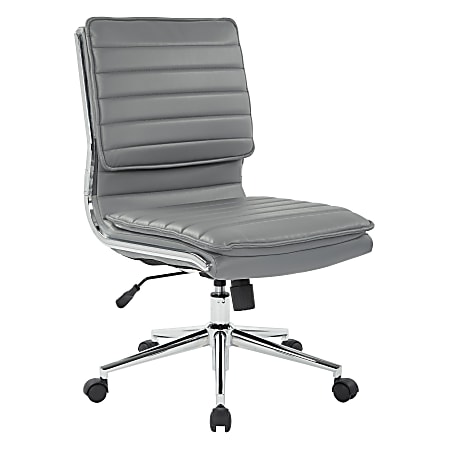 Office Star™ Pro-Line II™ SPX Armless Bonded Leather Mid-Back Chair, Charcoal/Chrome