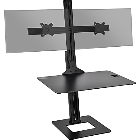 SIIG Dual Display Adjustable Computer Keyboard Stand - Up to 30" Screen Support - 26.46 lb Load Capacity - 43.3" Width x 26.6" Depth - Desktop - Black
