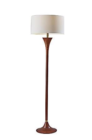 Adesso® Rebecca Floor Lamp, 60”H, White Shade/Walnut Base