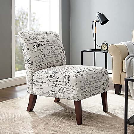 Linon Roxy Script Accent Chair Dark Walnut Office Depot