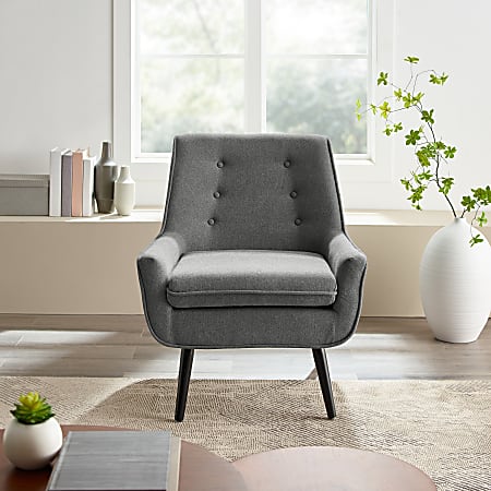 Linon Guthrie Accent Chair GrayChrome Office Depot