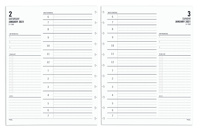 TUL® Discbound Daily Refill Pages, Letter Size, January To December 2021, TULLTFLR-1PG-RY