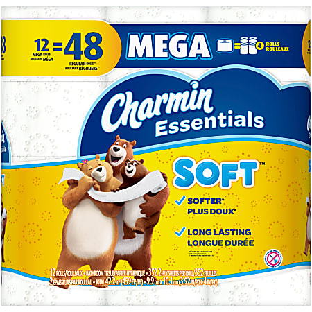 Charmin® Essentials® Soft 2-Ply Toilet Paper, 352 Sheets Per Roll, Pack Of 12 Rolls