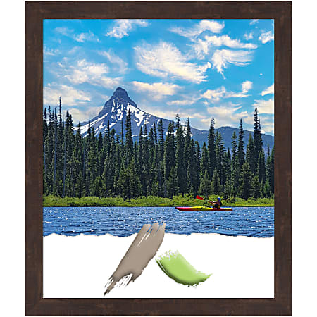 Amanti Art Fresco Dark Walnut Wood Picture Frame, 23" x 27", Matted For 20" x 24"