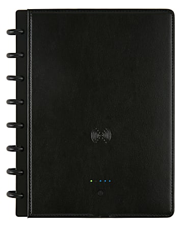 TUL® Wireless/Wired Charging Discbound Notebook, Leather Cover, Junior Size, Black