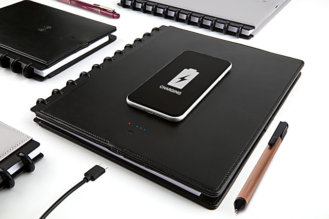 Black TUL® Wireless/Wired Charging Discbound Notebook Junior Size Leather Cover