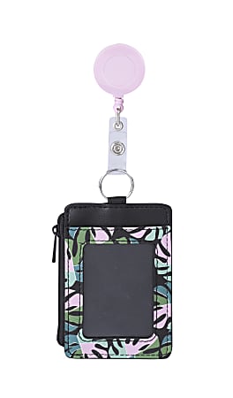 Office Depot® Brand Fashion Badge Holder With Clip Reel, 3-1/2" x 2-1/2", Palms