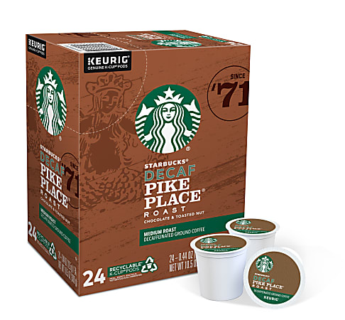 Starbucks® Pike Place Single-Serve Coffee K-Cup®, Decaffeinated, Carton Of 24