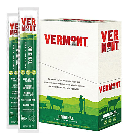 Vermont Smoke & Cure Original Beef And Pork Sticks, 1 Oz, Pack Of 24 Sticks