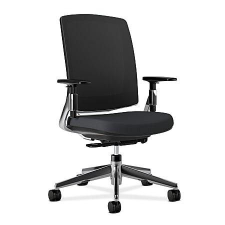 Black HON Lota Mid-Back Work Chair with Mesh Back for Office or Computer Desk 