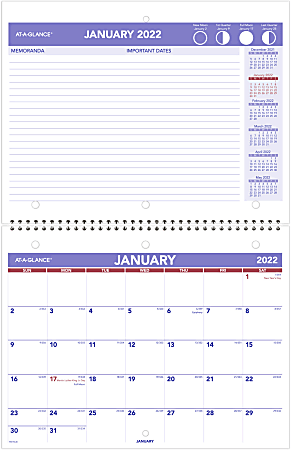 AT-A-GLANCE® Monthly Desk/Wall Calendar, 11" x 8-1/2", January To December 2022, PM17028