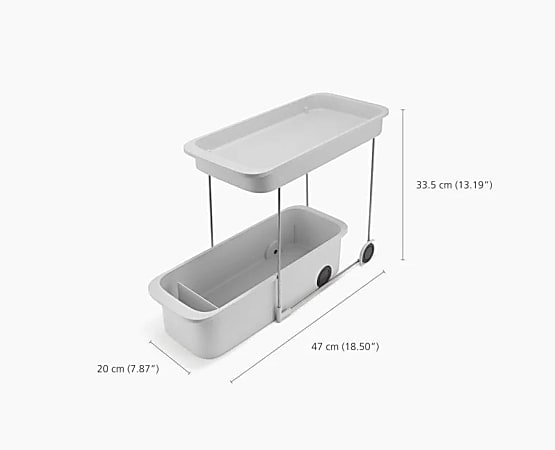 Joseph Joseph 2-Tier Storage Caddy With Wheels, 13-1/4&rdquo;H x 7-15/16&rdquo;W x 18-1/2&rdquo;D, White, Total Qty 1