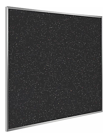 Ghent Recycled Rubber Bulletin Board, 48 1/24" x 4 1/24", Aluminum Frame With Confetti Silver Finish