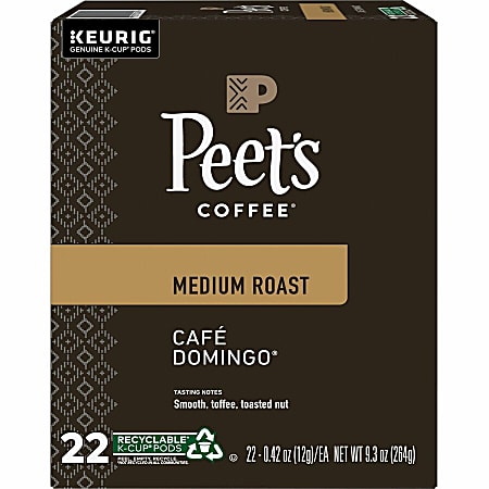 Peet's K-Cup Cafe Domingo K-Cup Pods - Compatible with Keurig K-Cup Brewer - Medium - 22 K-Cup