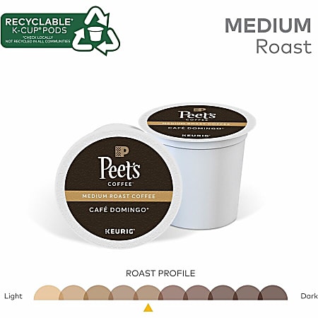 Peets K Cup Cafe Domingo K Cup Pods Compatible with Keurig K Cup Brewer Medium 22 K Cup Office Depot