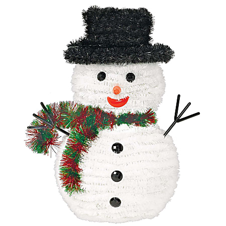 Amscan Christmas 3-D Tinsel Snowmen, 10" x 7-1/2", Pack Of 3 Snowmen