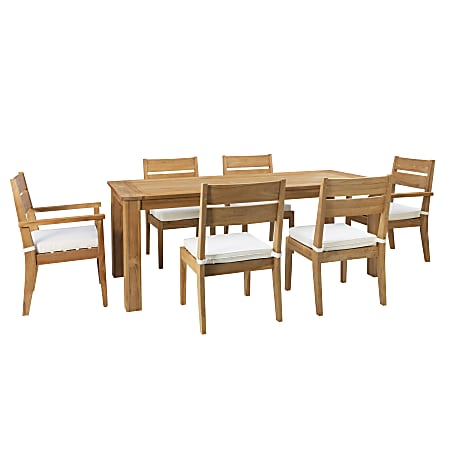 Linon Clemmet 7-Piece Outdoor Dining Set, Teak