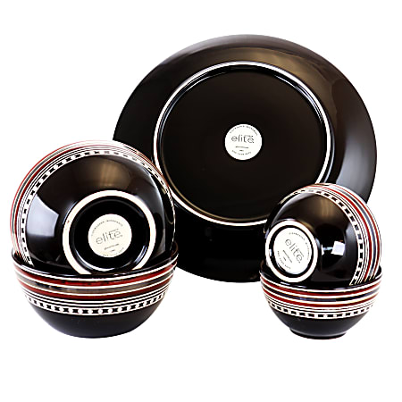 Gibson Elite Cafe Versailles 16 Piece Dinnerware Set Red Office