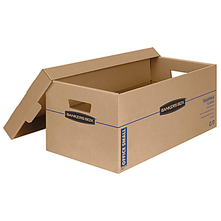 Bankers Box SmoothMove Prime Lift Off Lid Moving Boxes Small 24 x 12 x 10  KraftBlue Pack Of 8 - Office Depot