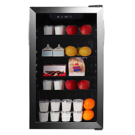 Frigidaire® 112-Can Refrigerator with Glass Door, Stainless Steel/Black, EFMIS2415