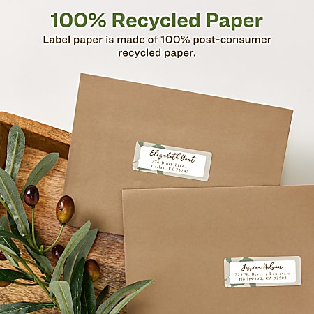 Avery EcoFriendly Address Labels 48460 Rectangle 1 x 2 58 White Pack Of ...