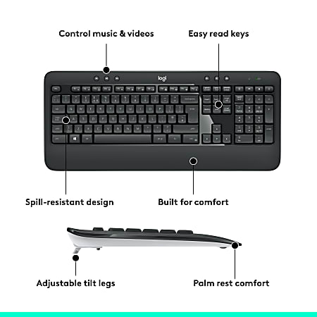 Logitech MK540 Advanced Wireless Keyboard and Mouse Combo Black Office Depot