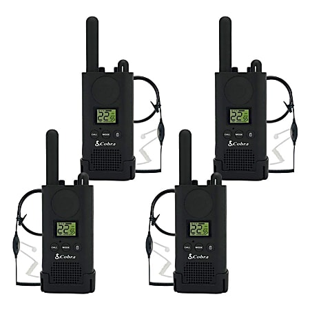 Cobra MicroTALK CBA-PX500BC2-SV01 FRS/GMRS Two-Way Radios, Black, Pack Of 4 Radios