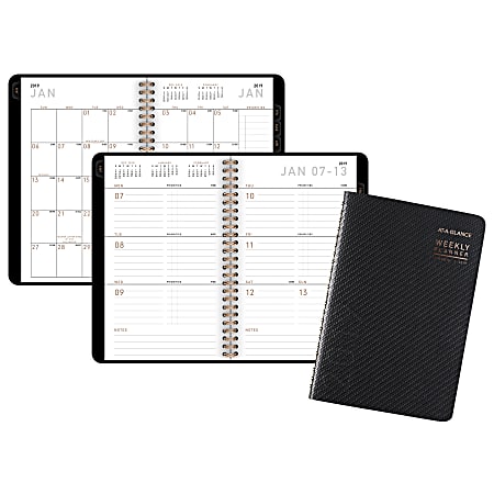 AT-A-GLANCE® Contemporary Weekly/Monthly Planner, 4 7/8" x 8", Graphite, January to December 2019