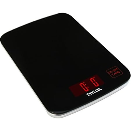 Taylor 3852 Digital Glass Kitchen Scale - 11 lb / 5 kg Maximum Weight  Capacity - Black